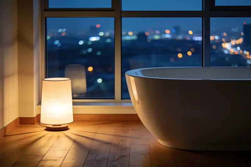 示意圖：浴房（AI 生成，非 Kitty Spa RCA 實景）