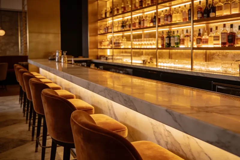 示意圖:酒廊吧台(AI 生成,非 Check In Bar, Sukhumvit soi 10 實景)